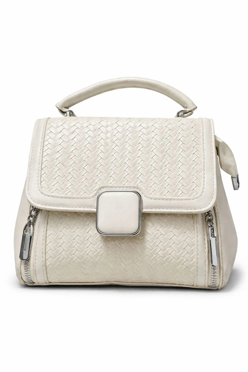 Black Braided Square Clasp Top Handle Handbag
