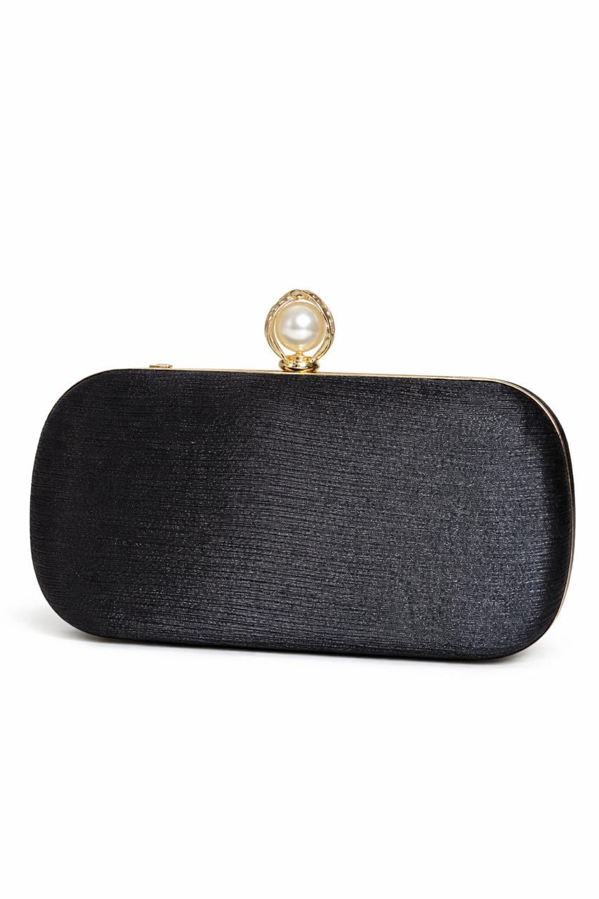 Silver Pearl Clasp Evening Clutch