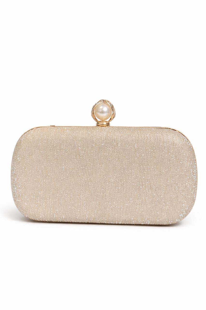 Silver Pearl Clasp Evening Clutch