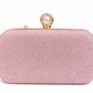 Silver Ribbed Pearl Clasp Evening Clutch