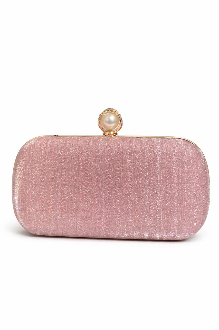 Silver Pearl Clasp Evening Clutch
