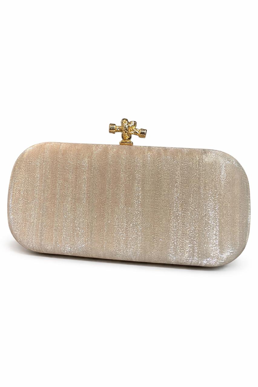 Silver Bow Clasp Evening Clutch