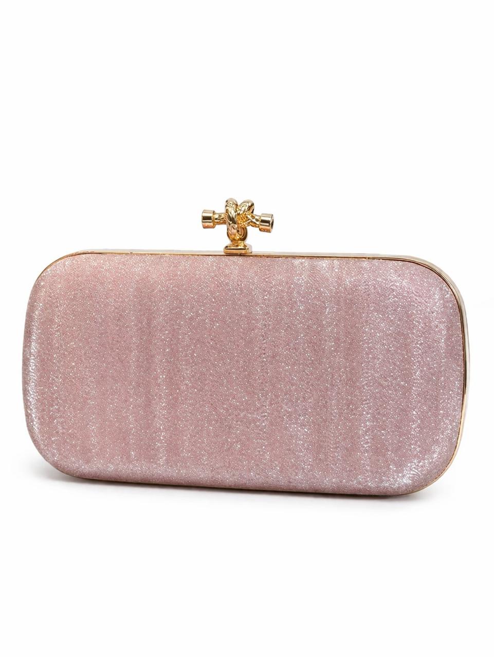 Silver Bow Clasp Evening Clutch