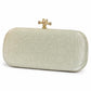 Silver Bow Clasp Evening Clutch