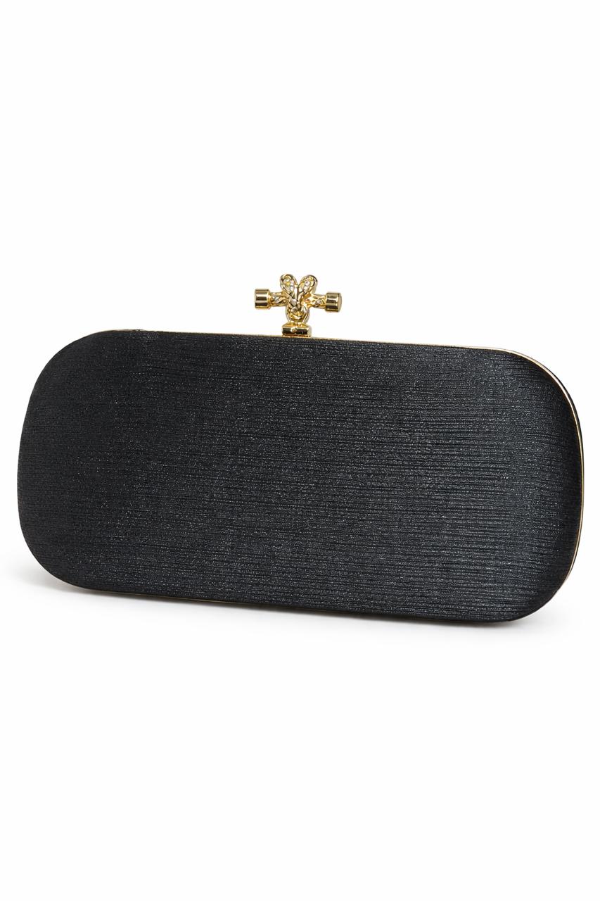 Silver Bow Clasp Evening Clutch