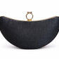 Silver Crescent Ring Clasp Evening Clutch