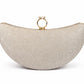 Silver Crescent Ring Clasp Evening Clutch