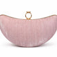Silver Crescent Ring Clasp Evening Clutch