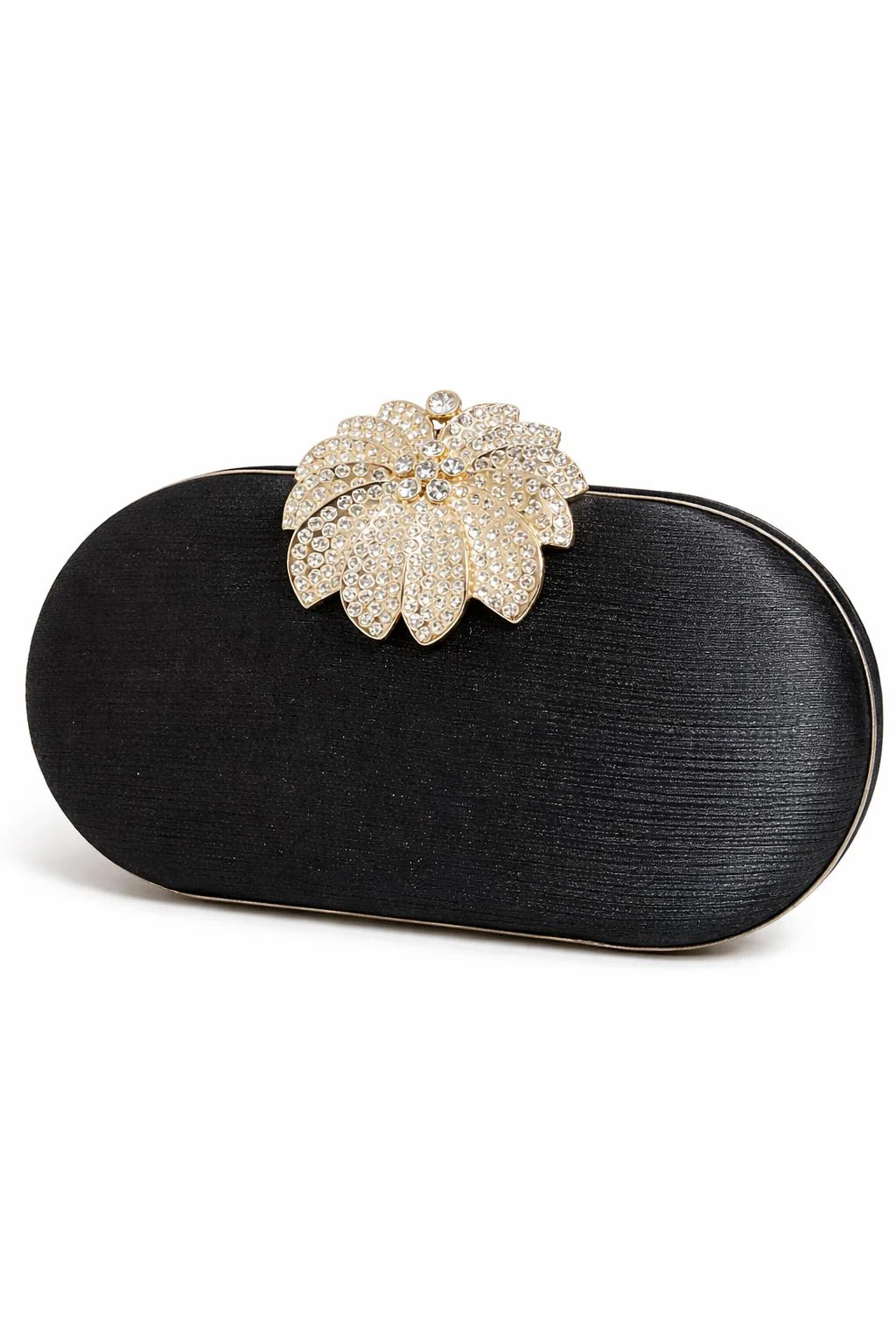 Silver Floral Crystal Clutch