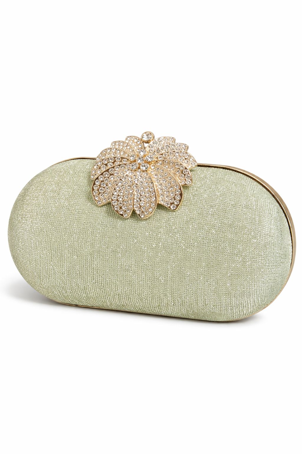 Silver Floral Crystal Clutch
