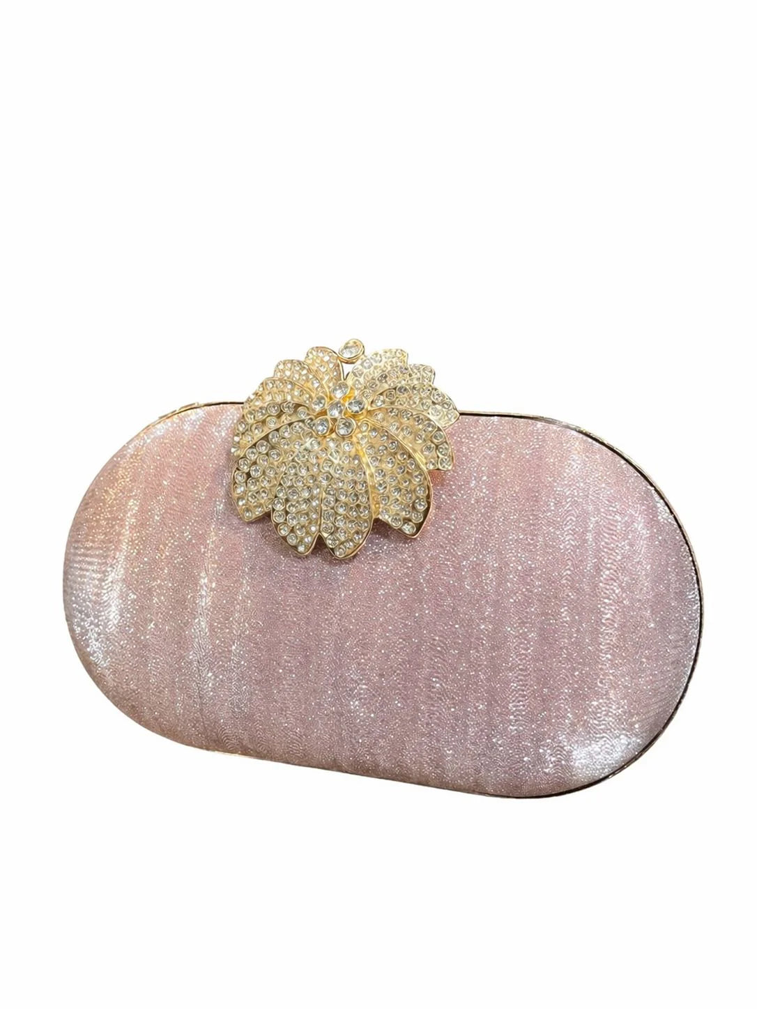 Silver Floral Crystal Clutch