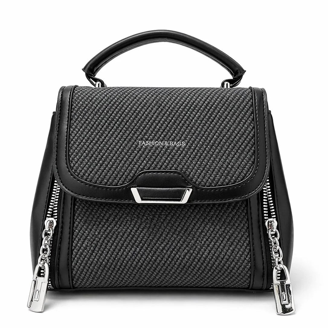 Woven Zip Top Handle Handbag