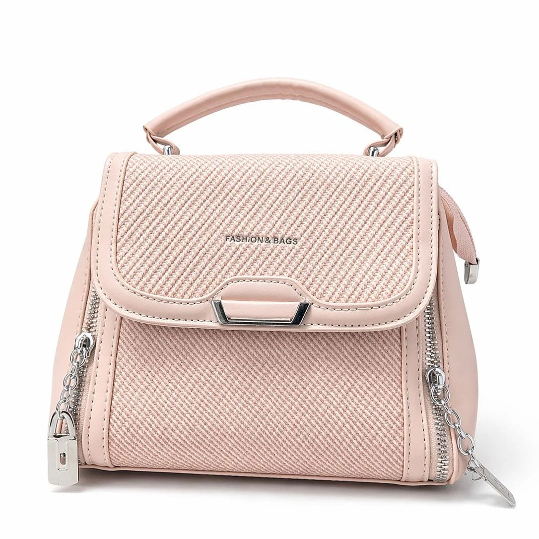 Woven Zip Top Handle Handbag