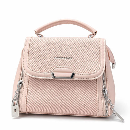 Woven Zip Top Handle Handbag
