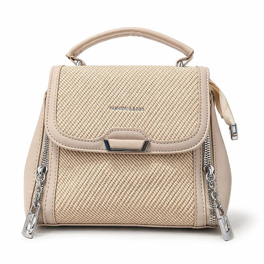 Woven Zip Top Handle Handbag