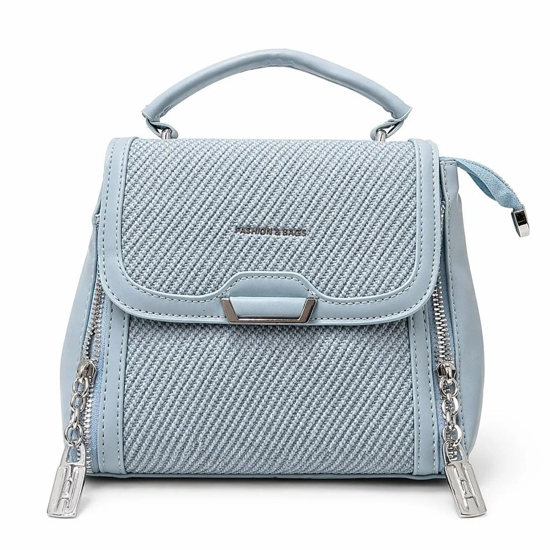 Woven Zip Top Handle Handbag