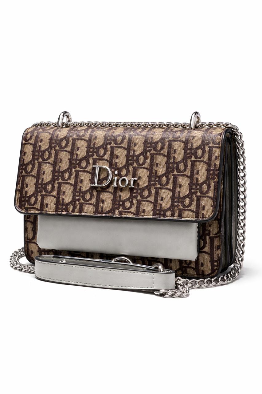 Black Grey Monogram Chain Crossbody Bag