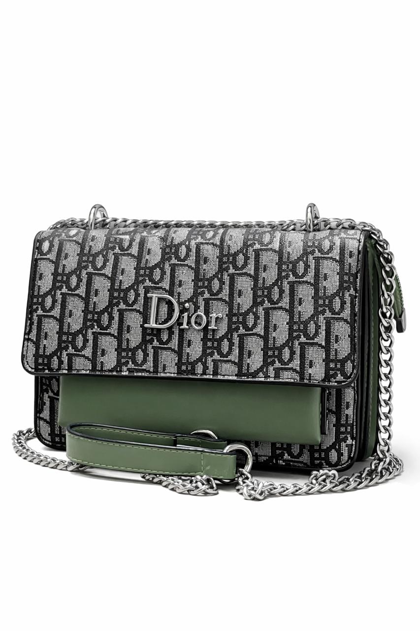 Black Grey Monogram Chain Crossbody Bag