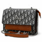 Black Grey Monogram Chain Crossbody Bag