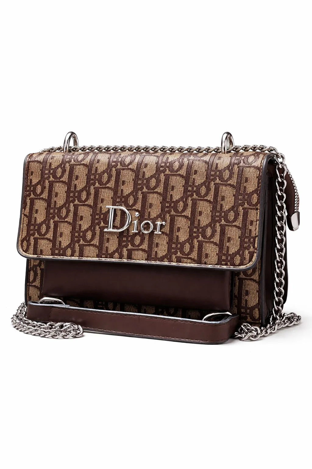 Black Grey Monogram Chain Crossbody Bag