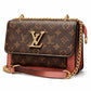 Mocha Rose Monogram Chain Crossbody Bag