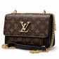 Mocha Rose Monogram Chain Crossbody Bag