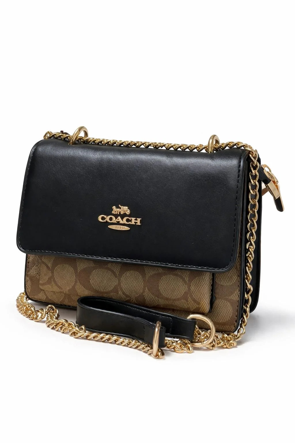 Black Brown Monogram Chain Crossbody Bag