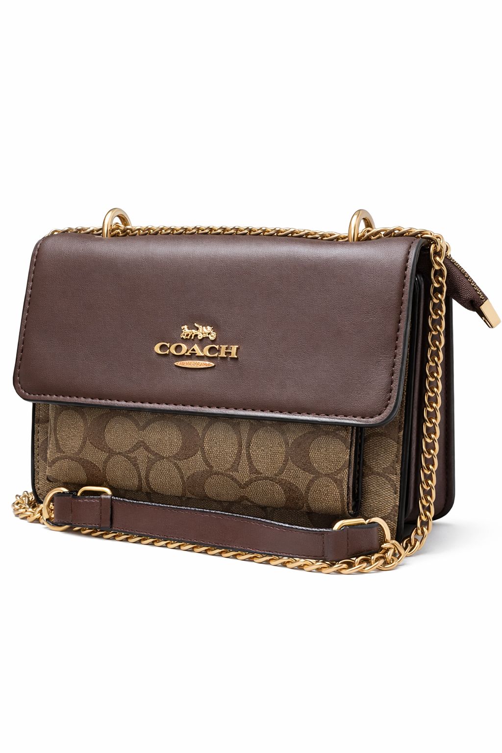 Black Brown Monogram Chain Crossbody Bag