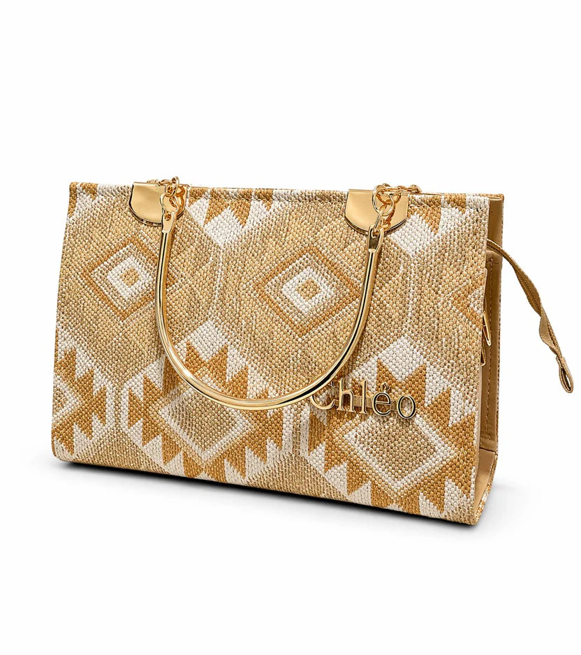 Emerald Geometric Top Handle Handbag