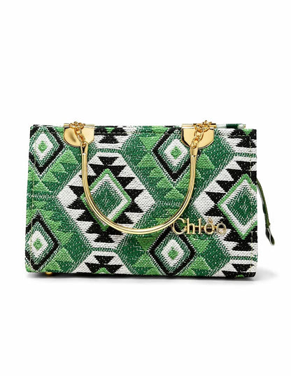 Emerald Geometric Top Handle Handbag