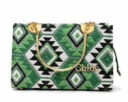 Emerald Geometric Top Handle Handbag