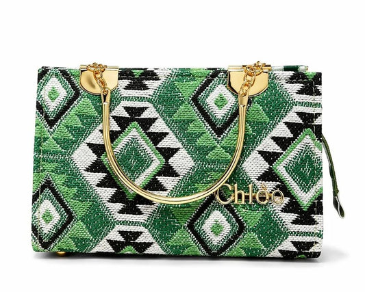 Emerald Geometric Top Handle Handbag