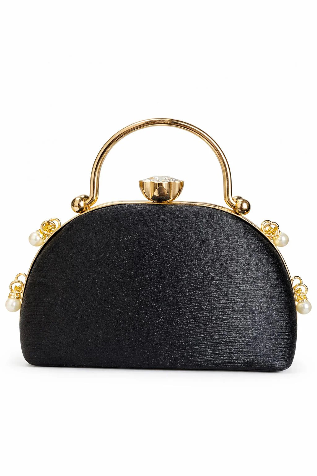 Silver Pearl Top Handle Clutch