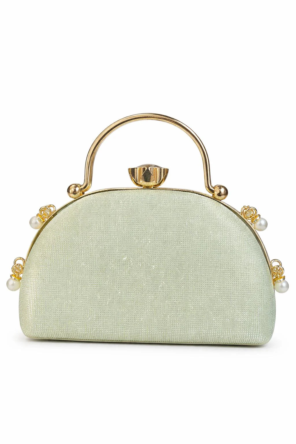 Silver Pearl Top Handle Clutch