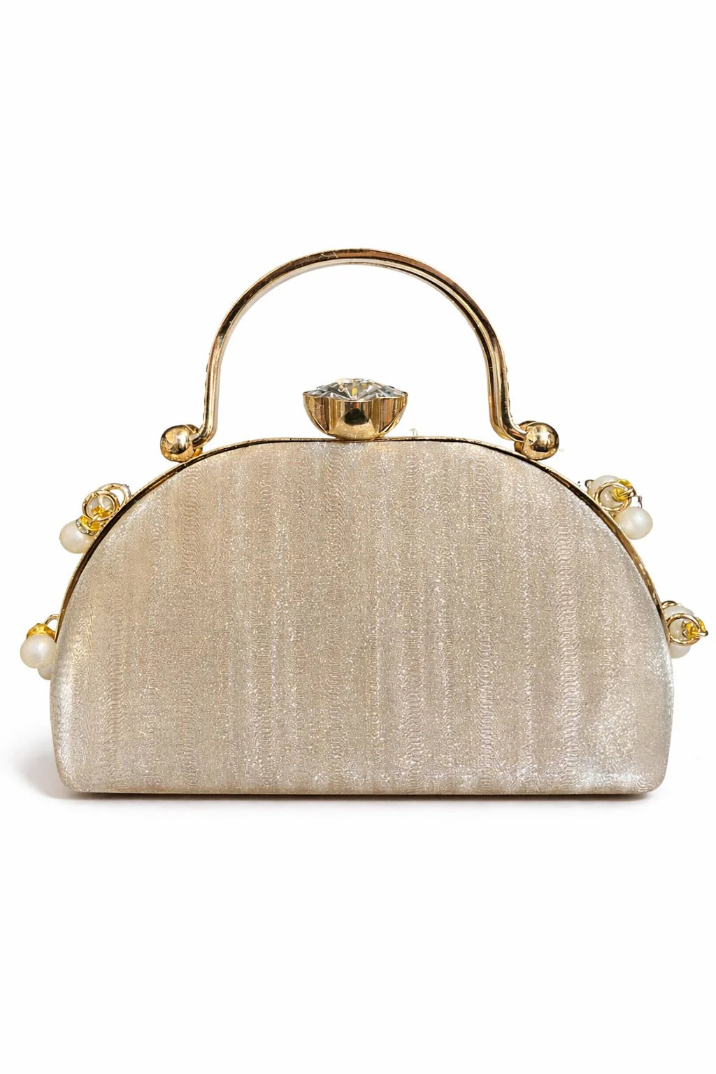 Silver Pearl Top Handle Clutch