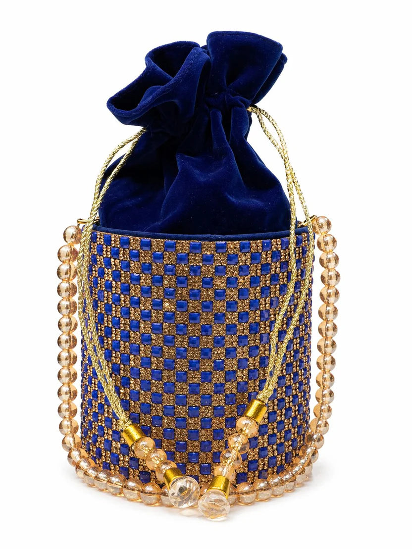 Silver Rhinestone Pearl Potli Bag