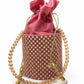 Silver Rhinestone Pearl Potli Bag