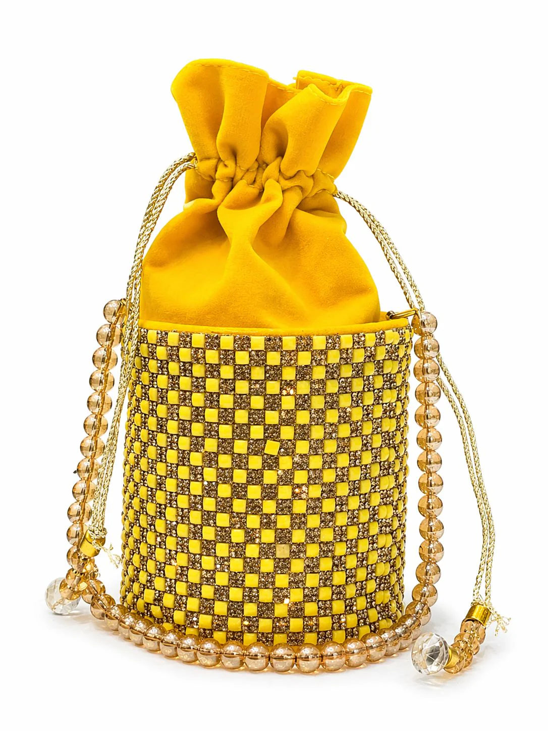 Silver Rhinestone Pearl Potli Bag