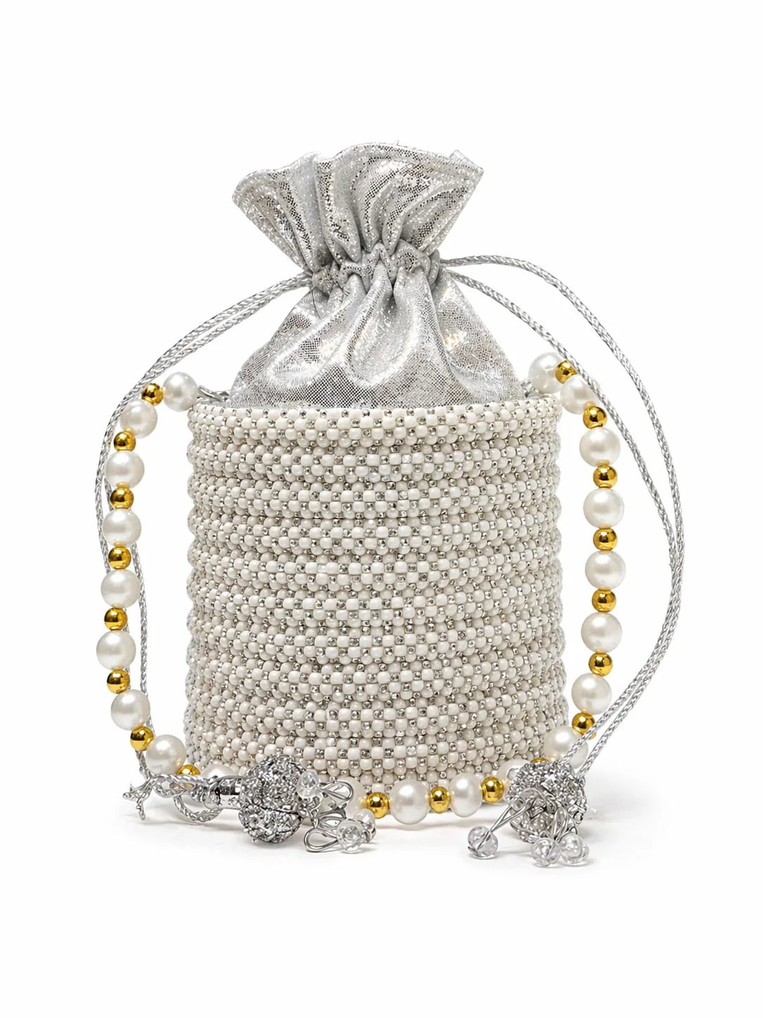 Golden Pearl Beaded Potli Bag