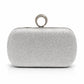 Silver Crystal Ring Clasp Evening Clutch
