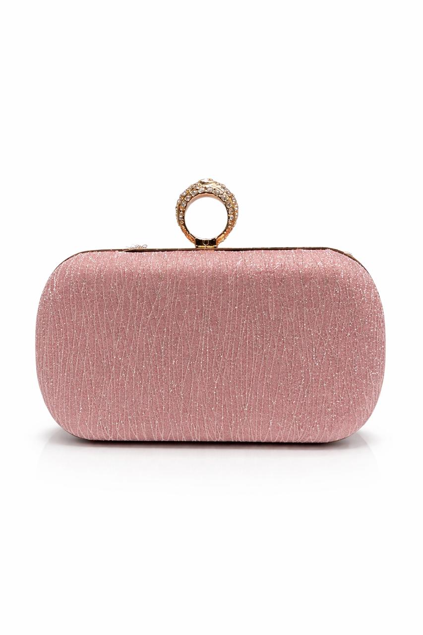 Silver Crystal Ring Clasp Evening Clutch