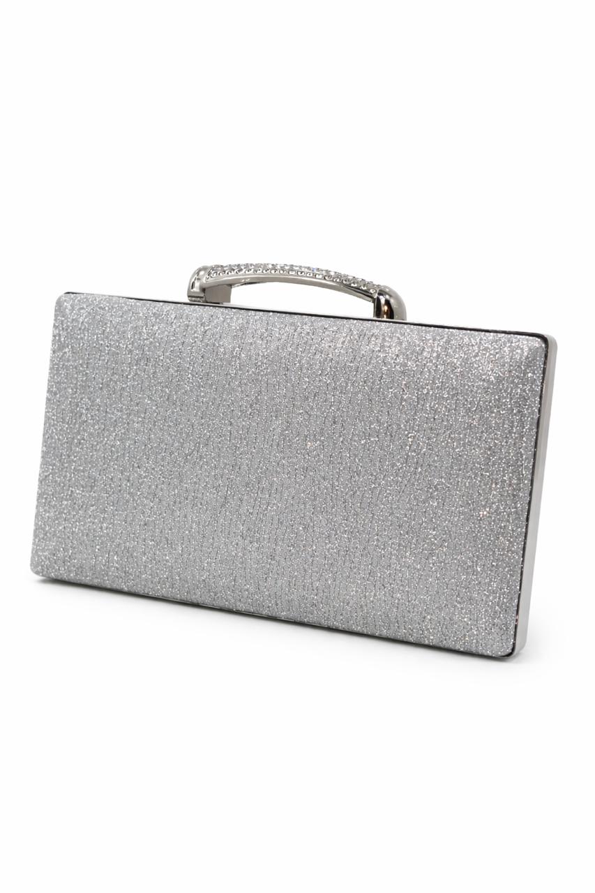 Champagne Glitter Top Handle Evening Clutch