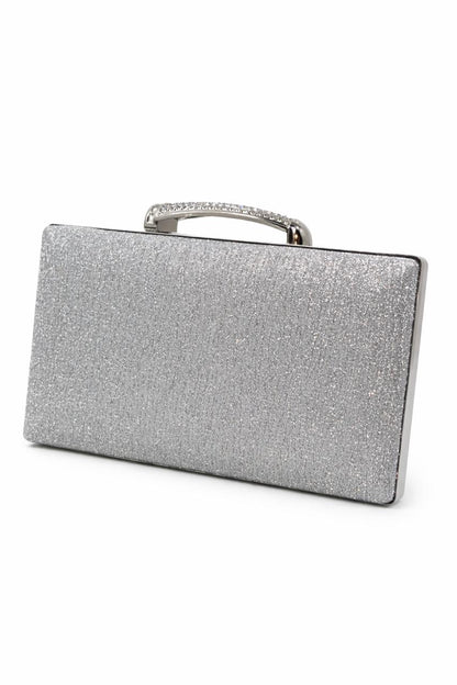 Champagne Glitter Top Handle Evening Clutch