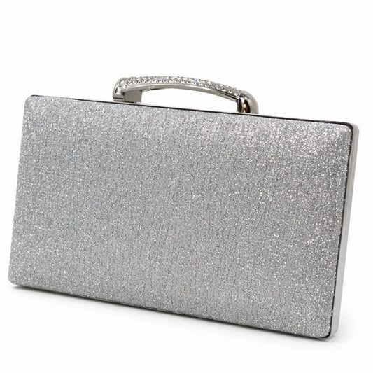Champagne Glitter Top Handle Evening Clutch