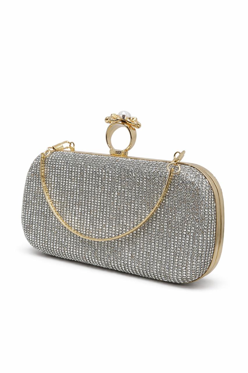 Gold Crystal Ring Clutch