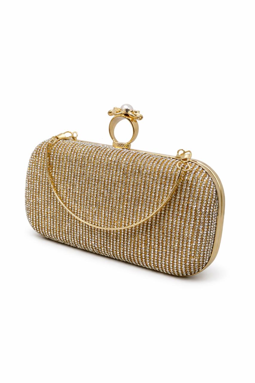 Gold Crystal Ring Clutch