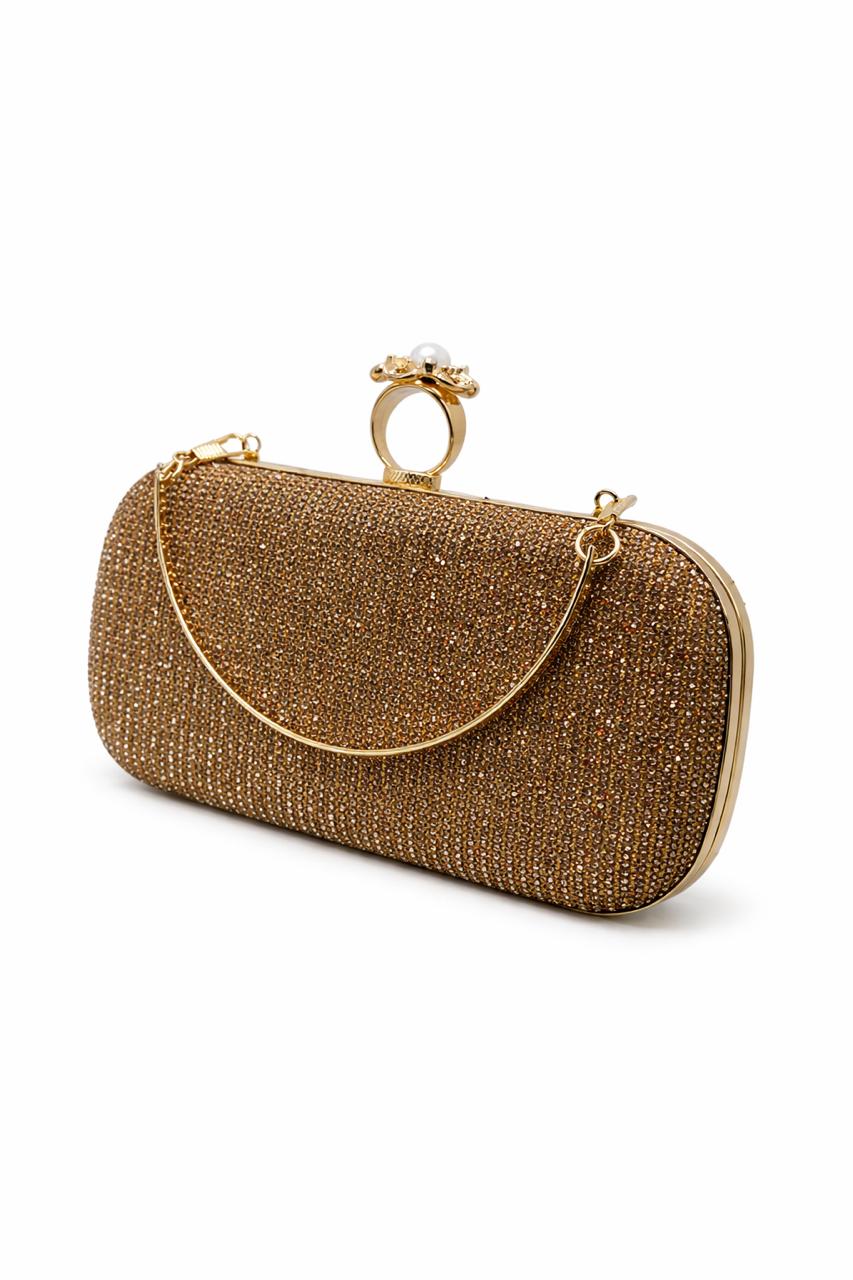 Gold Crystal Ring Clutch
