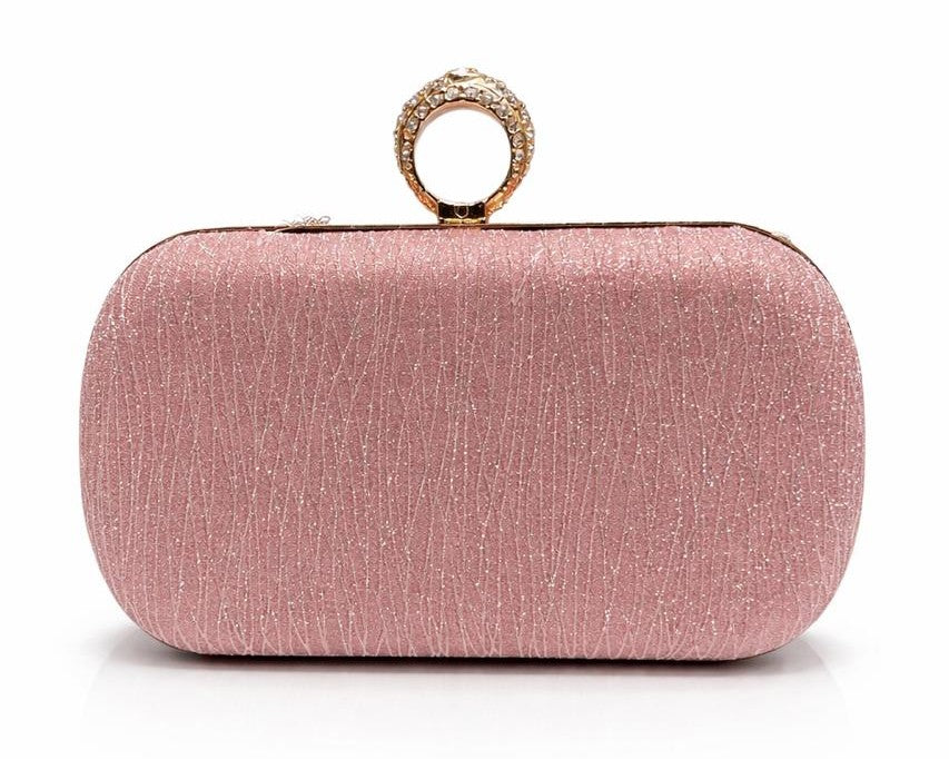 Crystal Ring Clasp Evening Clutch