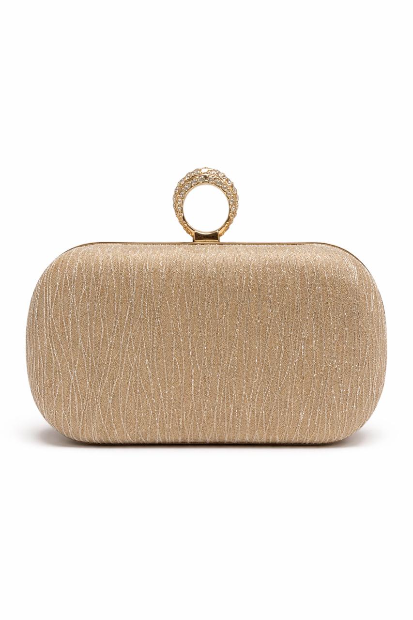 Silver Crystal Ring Clasp Evening Clutch