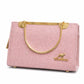 Blush Pink Embossed Gold Handle Clutch